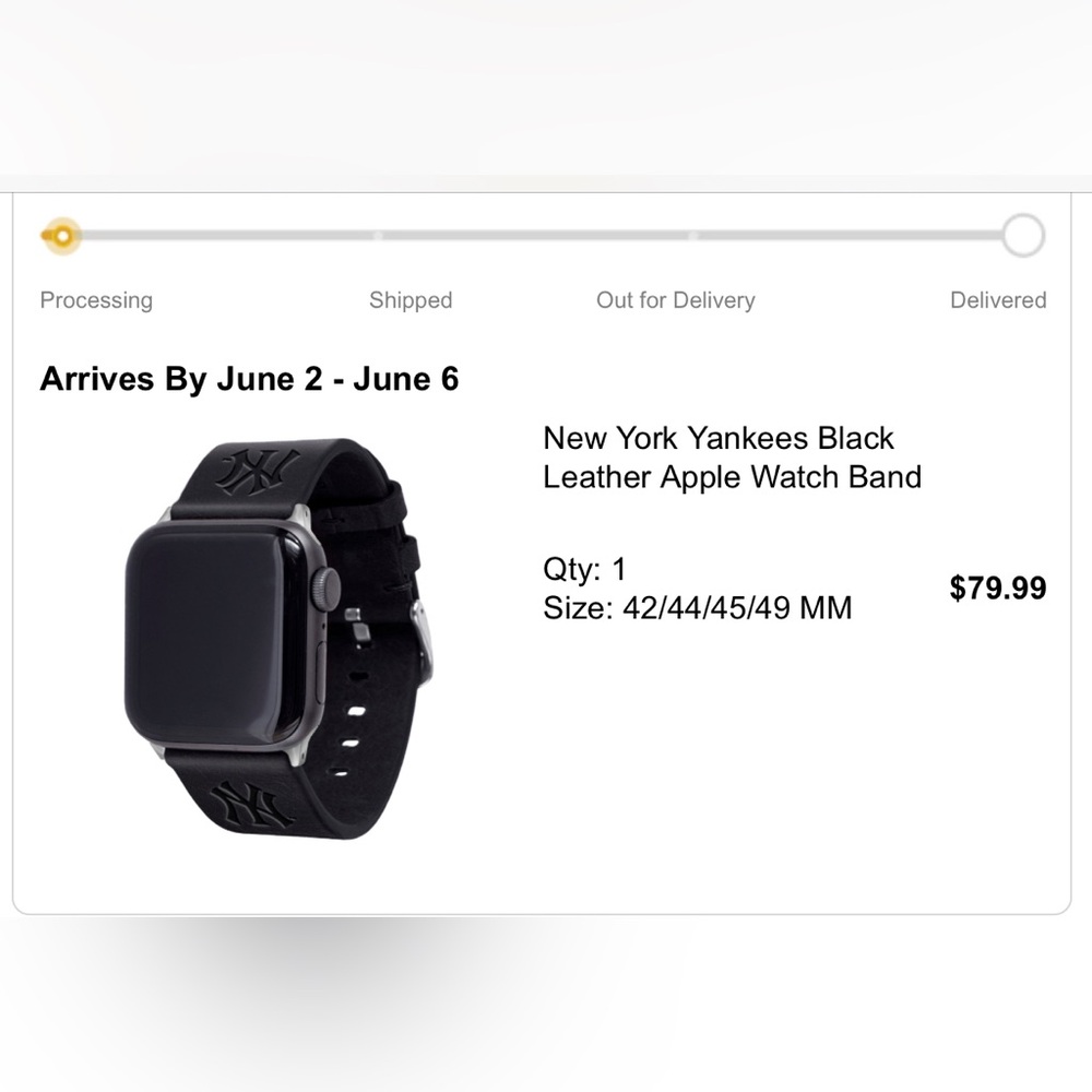 New York Yankees Black Leather Apple Watch Band